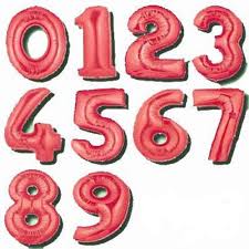 Pallone numeri colore rosso 35 cm