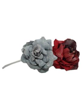 Fiore decorativo argento/rosso