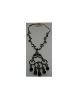 Collana con strass neri e argento