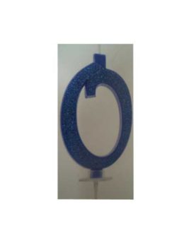 Candela numeri colore blu glitterato 13 cm