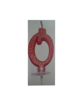 Candela numeri colore rosso glitterato 7 cm