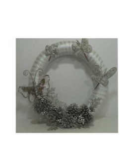 Ghirlanda dietroporta argento con pigne