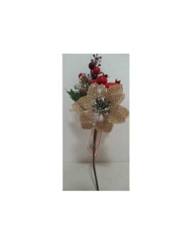 Ramo bacche e stella di Natale in juta