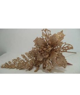 Fiore brillantinato champagne