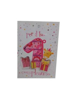Biglietto 1° compleanno giraffa