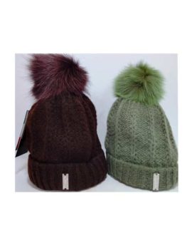 Cappello con pon pon in volpe