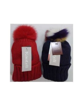 Cappello con pon pon di volpe