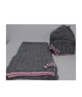Cappello+sciarpa bimba 3-9 mesi trecce