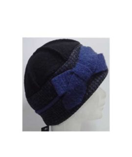 Cappello donna nero con fiocco blu