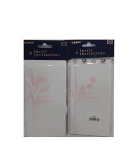 Invito BATTESIMO con nastrino rosa