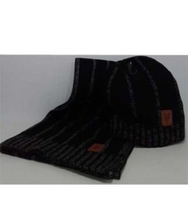 Cappello+sciarpa bimbo nero a righe grige