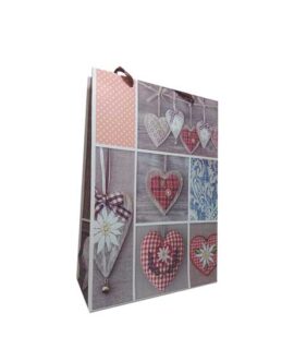 Busta regalo CUORE LEGNO E TESSUTO