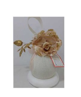 Pallina di Natale in tessuto con rosa