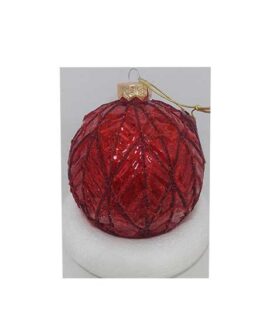 Pallina natalizia foglie rosse di vetro