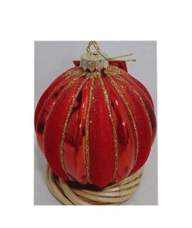Pallina natalizia ROSSA/ORO a spicchi