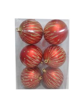 Pallina natalizia rossa con glitter ORO