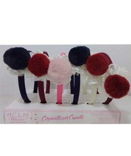 Cerchietto per capelli con pizzo e pon pon
