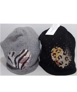 Cappello con cuore in paillettes