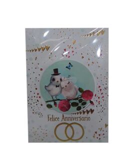 Biglietto anniversario con uccellini