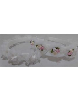 Cerchietto per capelli con roselline di raso