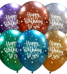 Palloncini 12'' Happy Birthday Titanium CATTEX