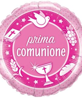 Pallone COMUNIONE rosa con colomba