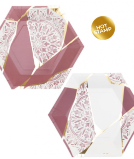 Piatto esagonale mosaico Kintsugi Pink