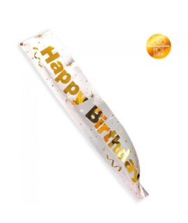 Fascia Happy Birthday bianca e oro metal