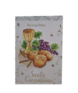 Biglietto comunione con simboli in rilievo