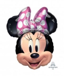 Pallone testa di MINNIE con fiocco rosa a pois