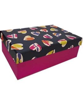Scatola regalo fucsia con cuori