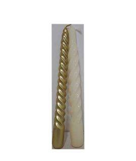 Candela candelabro torcigliata oro o panna