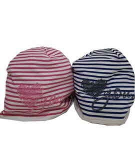 Cappello cotone rigato con cuore