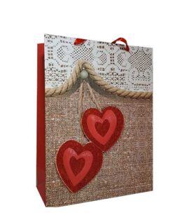 Busta regalo con due cuori rossi