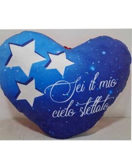 Cuscino cuore blu con stelle