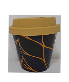 Tazzina in bambù 90 ml I DRINK I-TOTAL fantasia foglie blu-ocra
