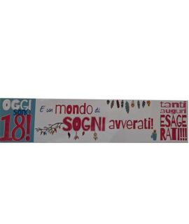 Biglietto 18 anni fucsia-celeste