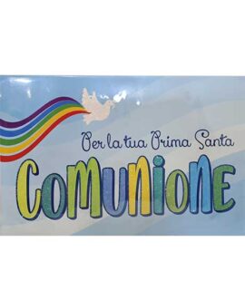 Biglietto comunione arcobaleno pop up