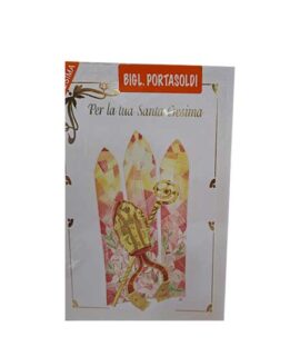 Biglietto cresima portasoldi con simboli