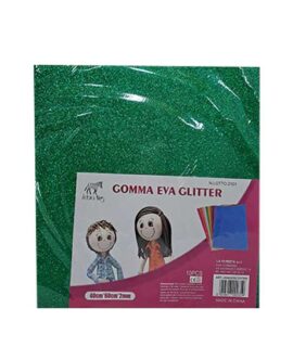 Gomma Eva glitterata verde bandiera