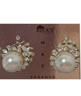 Orecchini perle di bigiotteria in argento con strass