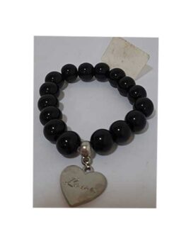 Bracciale bigiotteria perle nere con cuore