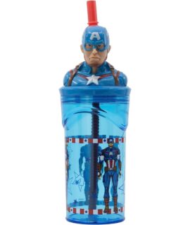 Bicchiere con cannuccia CAPITAN AMERICA 3D