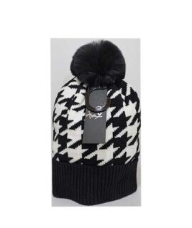 Cappello donna pied de poule bianco/nero