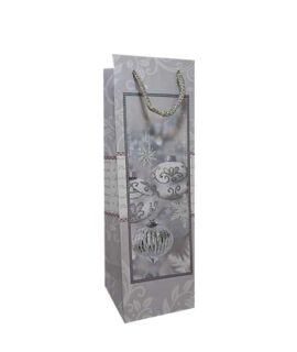 Busta bottiglia natalizia glitterata argento