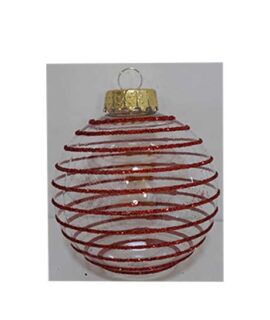 Pallina natalizia in PVC rigata rossa
