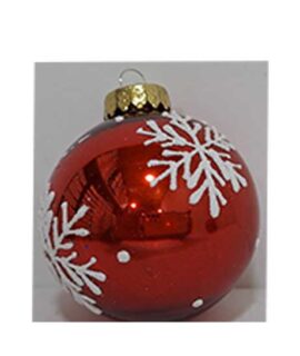 Pallina natalizia in PVC rossa con fiocchi di neve