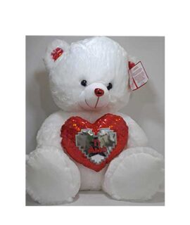 Peluche orso bianco con cuore TI AMO 50 cm