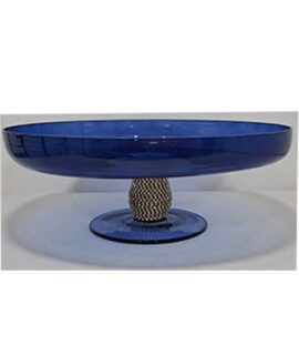 Alzatina in vetro blu con strass