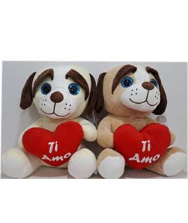 Peluche cane con cuore TI AMO 25 cm